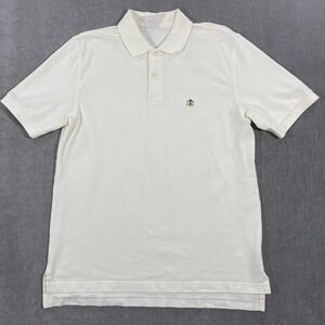 Brooks Brothers Mens Medium Off White Original Fit Performance Polo Shirt